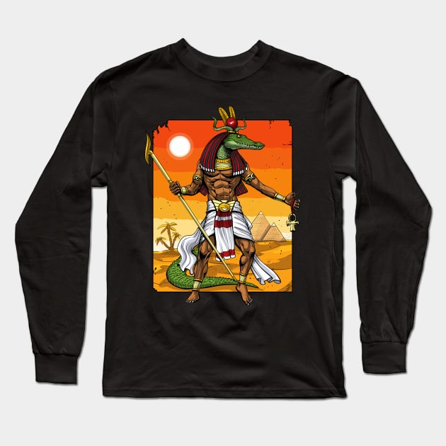 Egyptian Mythology God Sobek Long Sleeve T-Shirt by underheaven